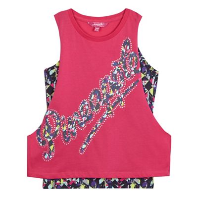 Pineapple Girls' pink logo print vest set